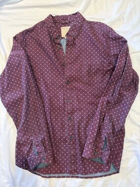 Life After Denim Maroon Burgundy Selvedge Denim Button-Down Shirt